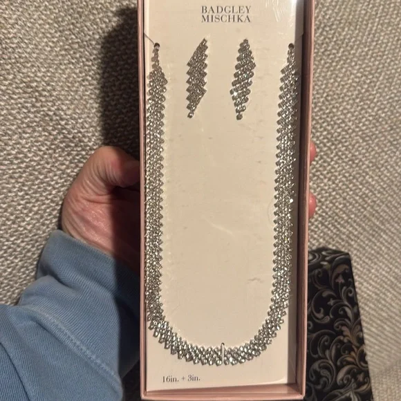 Badgley Mischka Rhinestone Earring and Necklace Bundle - Picture 3 of 3